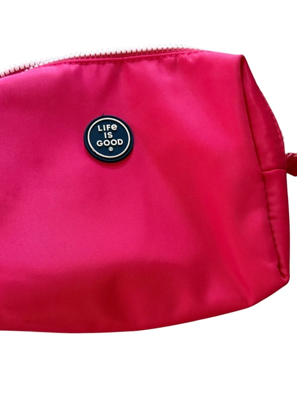 Life Is Good Pink Cosmetic Bag Travel Pouch Wristlet NWT